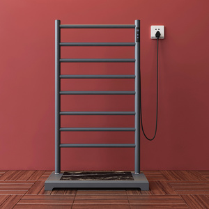 Black Or White Vertical Towel Rack Holder Led Touch Screen Control Timer Electric Heated Towel Rack On The Floor