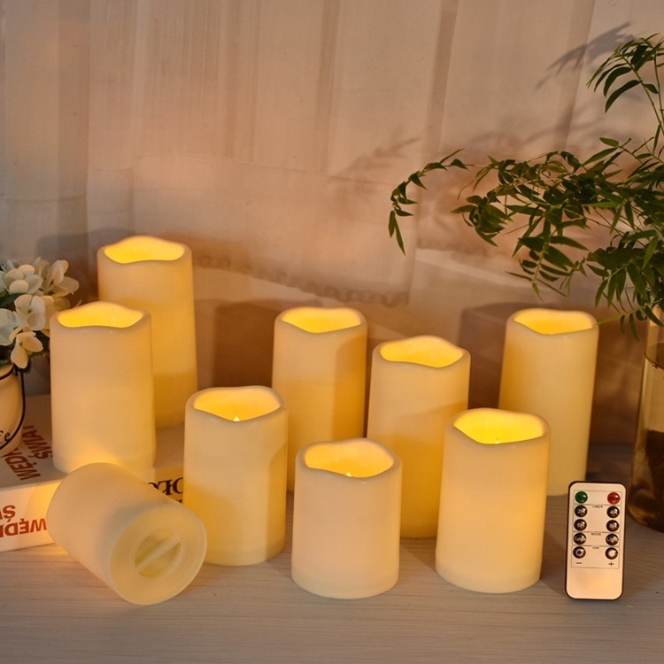 Outdoor waterproof flameless candles candlestick light remote battery operated electric led pillar candles