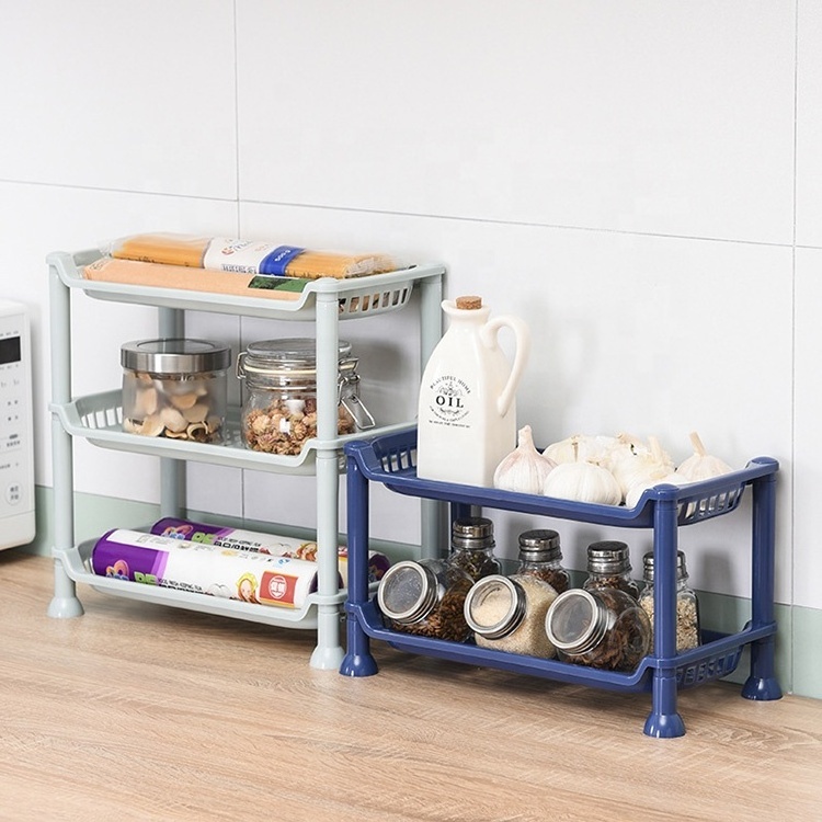 Multi-layer kitchen storage rack bathroom toilet storage organizer rack  floor plastic storage shelf