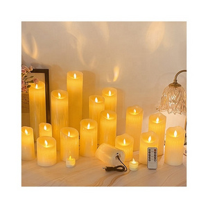 Romantic home christmas decoration flameless pillar candles rechargeable led tea light candle with battery