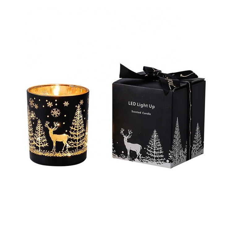 Holiday birthday gift atmosphere candle aromatic led light up Christmas scented candles