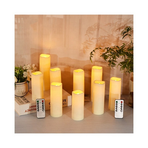 Outdoor waterproof flameless candles candlestick light remote battery operated electric led pillar candles