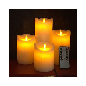 USB rechargeable candle set home decor flickering flames pillar led candles with remote control and timer