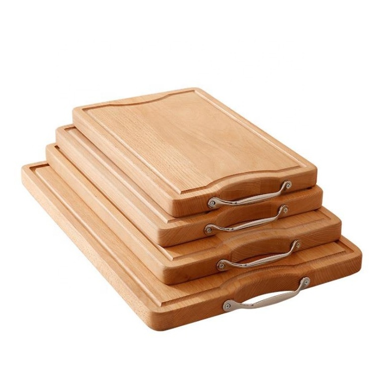 Custom beech wood block stainless steel handle bamboo chopping cutting board