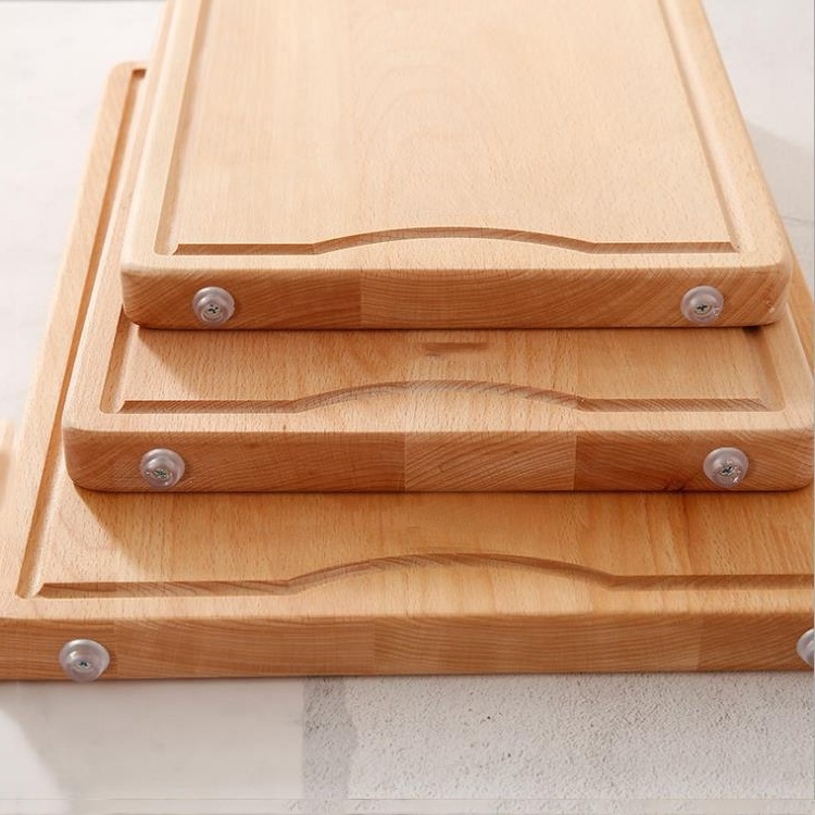 Custom beech wood block stainless steel handle bamboo chopping cutting board