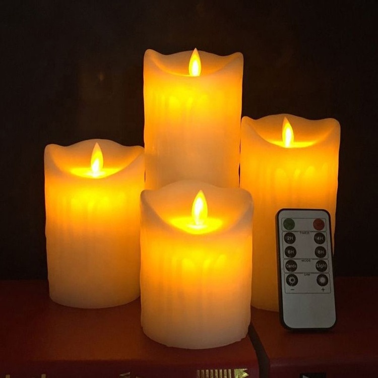 USB rechargeable candle set home decor flickering flames pillar led candles with remote control and timer