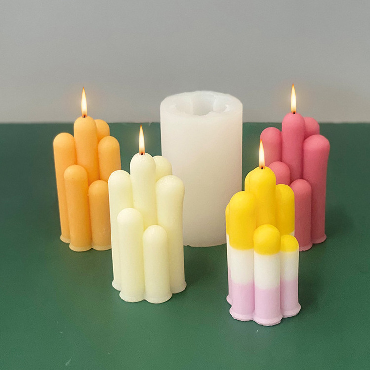 Round 7 cylindrical candle mold DIY aromatherapy gypsum candle making resin silicone mold