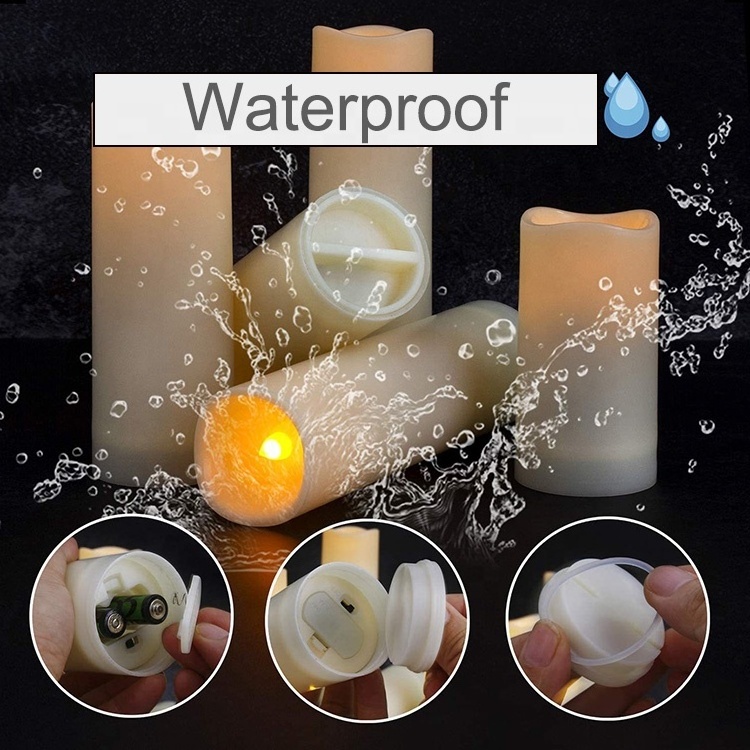 Outdoor waterproof flameless candles candlestick light remote battery operated electric led pillar candles