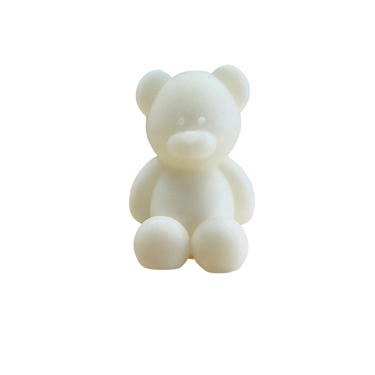 Home bedroom wedding gift handmade paraffin white beeswax aroma candle cute mini bear shaped scented candles