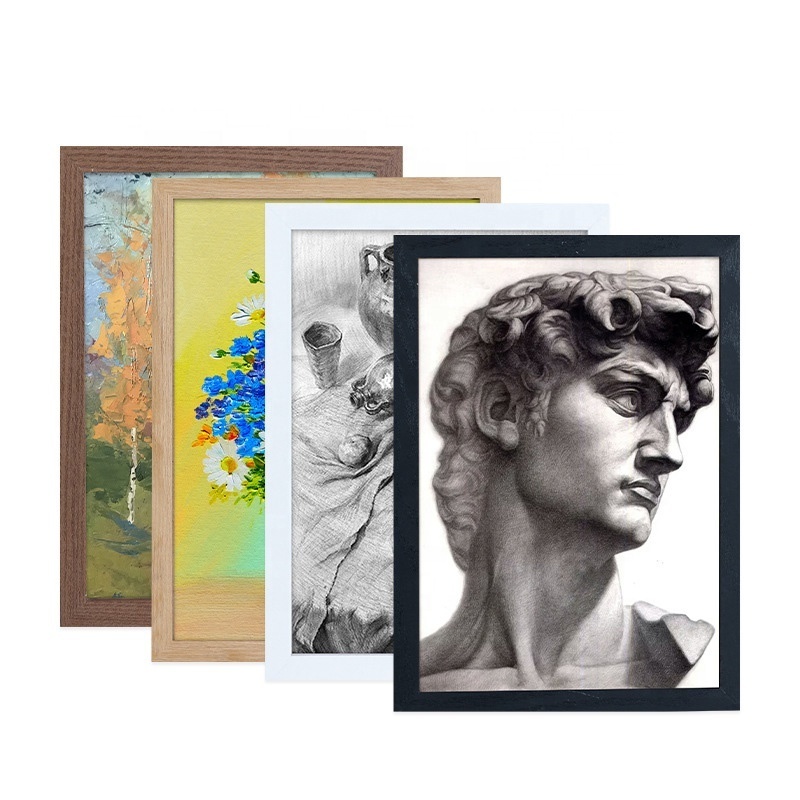 Custom 4K 8K art sketch frame 16 inch 18 20 24 30 32 inch wall hanging antique wooden photo frame