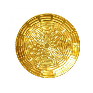 Decorative plastic woven plates charger round rustic weddings party gold rattan charger plates