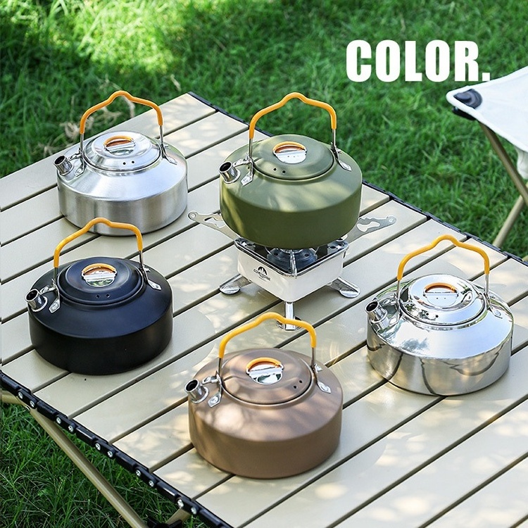 Water kettle for camping travel folding handle stainless steel 1000ml portable outdoor camping kettle