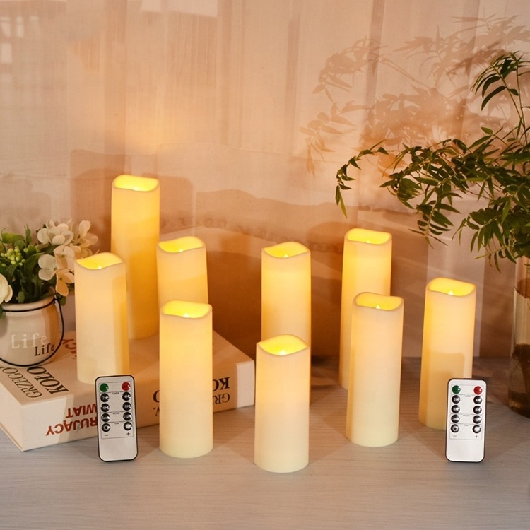 Outdoor waterproof flameless candles candlestick light remote battery operated electric led pillar candles