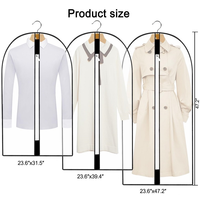 Promotional Translucent Garment Cover Suit Bag Jacket Coat Dress Protective Covers Garment Bags with Zipper