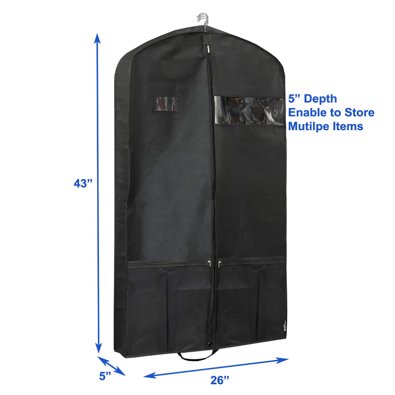 Personalized custom fashion travel dust cover bag foldable dress cover suit plain garment bag with zipper