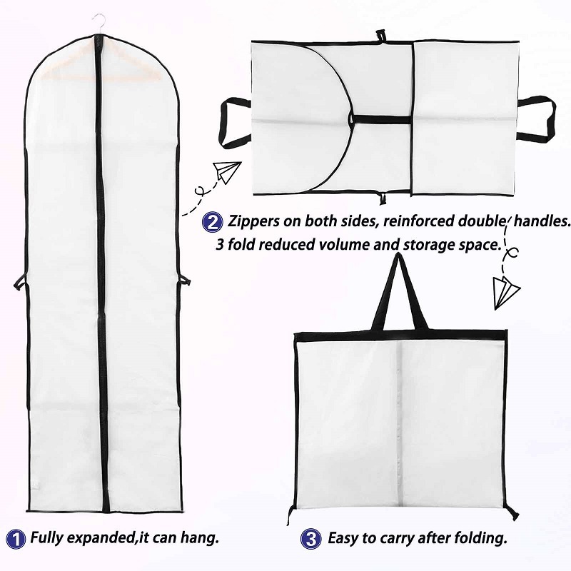 Lightweight Clear Full Zipper Suit Bags PEVA Moth-Proof Breathable Dust Cover Hanging Garment Bag for Closet Clothes