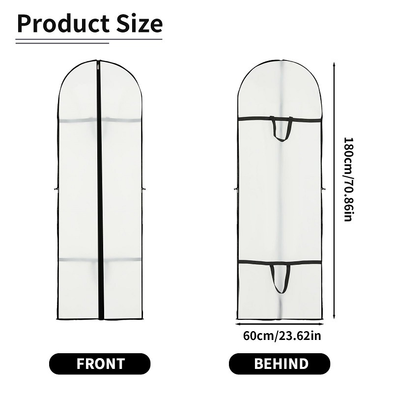 Lightweight Clear Full Zipper Suit Bags PEVA Moth-Proof Breathable Dust Cover Hanging Garment Bag for Closet Clothes