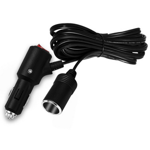 Universal 15A High Current Car Cigarette Lighter Extension Cable Built in Fuse With LED Switch 12V 24V