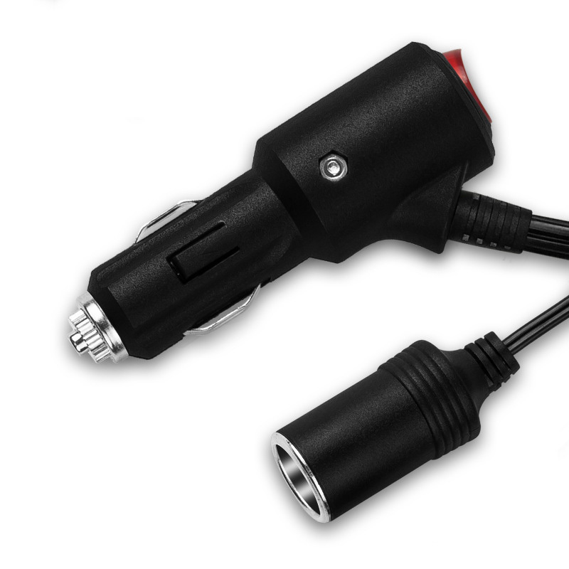 Universal 15A High Current Car Cigarette Lighter Extension Cable Built in Fuse With LED Switch 12V 24V