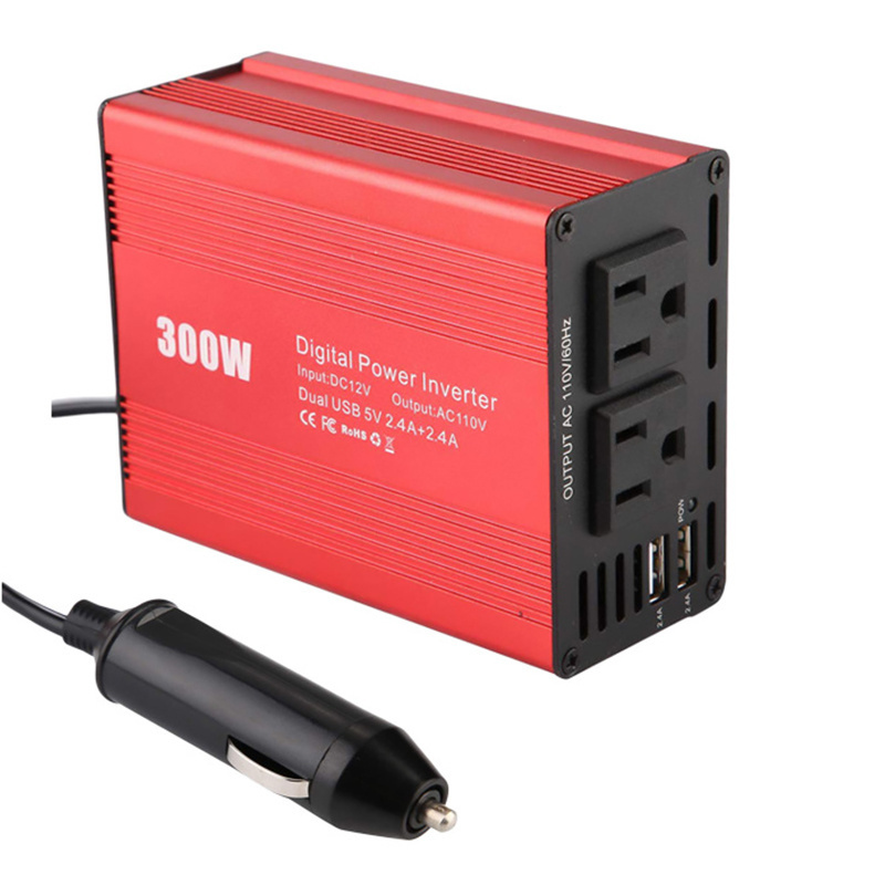 Cigar Lighter DC12V to AC 100V 110V 220V 230V AC Outlet USB 5V2.4A Power Converter 300Watt Modified Sine Wave Car Power Inverter