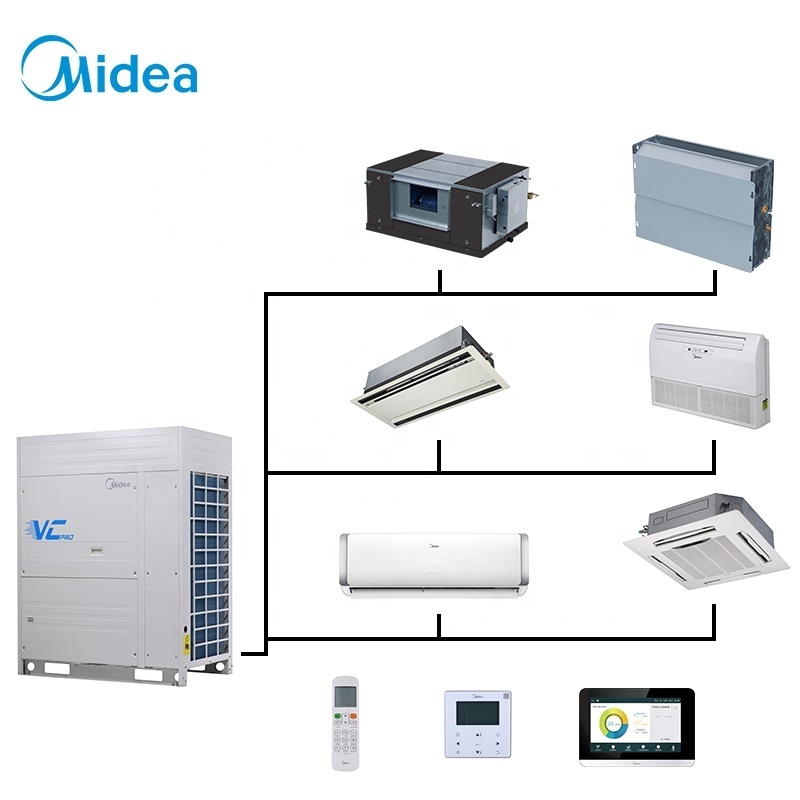 Midea R410a Split Unit Heat Pump Vrv Central Air Conditioning Outdoor 4 Way Cassette 5 / 6 Ton Vrf System Air Conditioner