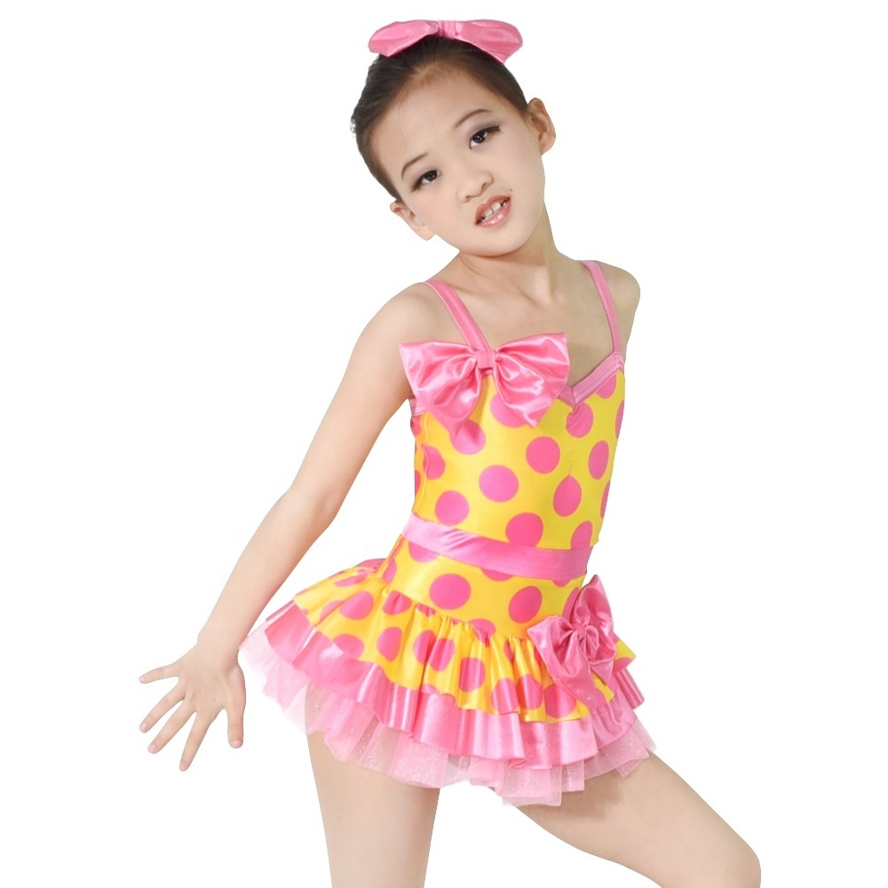 MiDee Camisole Polka Dots Tutu Ballet Dress For Queen Flower Girls With Butterfly Bows