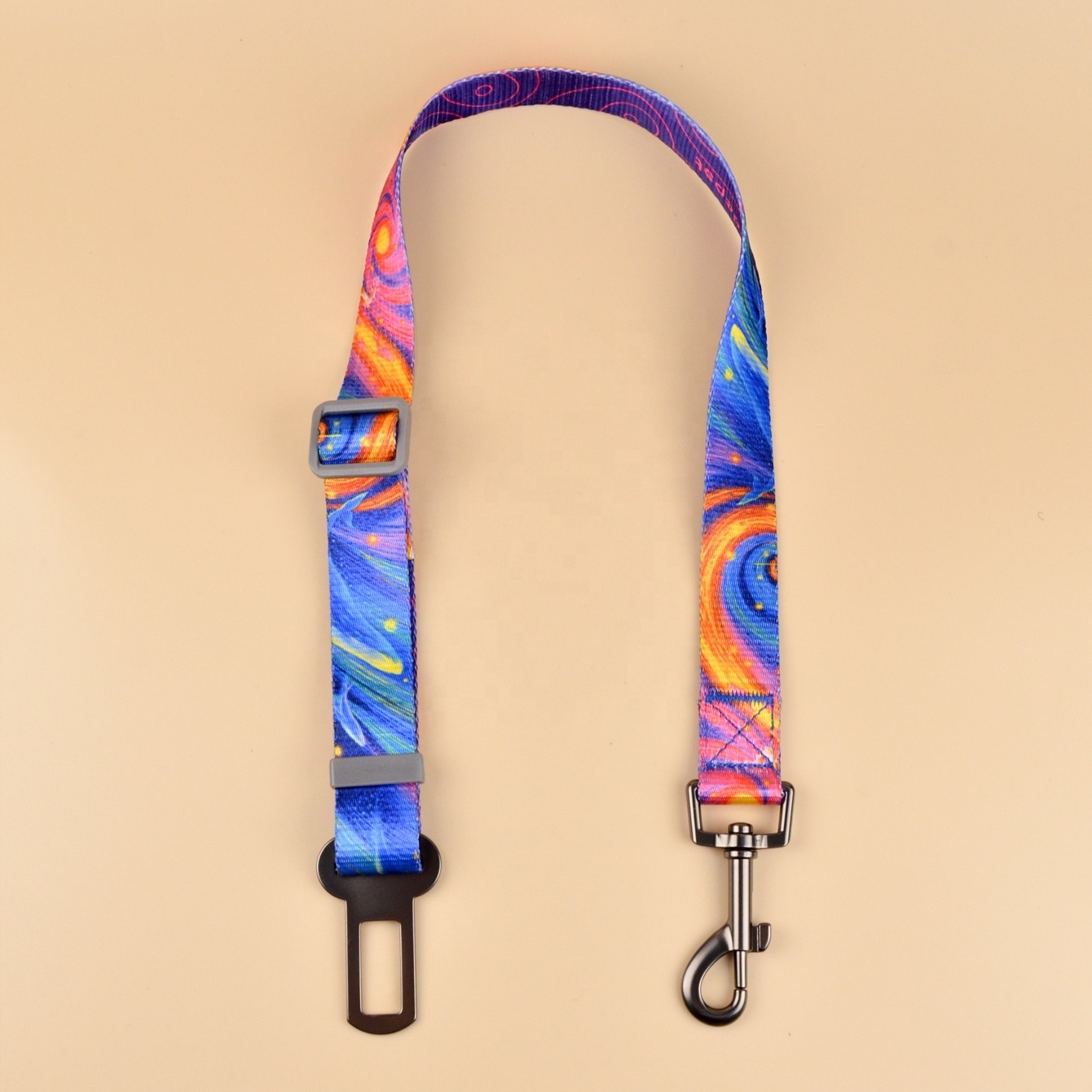 MIDEPET Adjustable Custom LOGO/Pattern Accept Dog Seat Belts Pet Accessories For Cars Pet Safety With Luxury Print