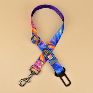 MIDEPET Adjustable Custom LOGO/Pattern Accept Dog Seat Belts Pet Accessories For Cars Pet Safety With Luxury Print