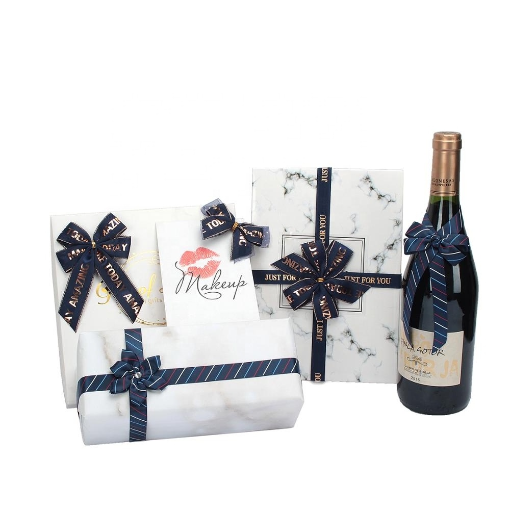 Midi Customized Brand Print Luxury Gift Wrapping Pull Bow Wine Bottle Neck Decorative Pre Tied Gift Flower Ribbon Bows