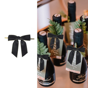 Midi Factory Custom Wine Bottle Neck Decorative Bows Perfume Bottle Gold Edge Satin Ribbon Bow For Gift Wrapping