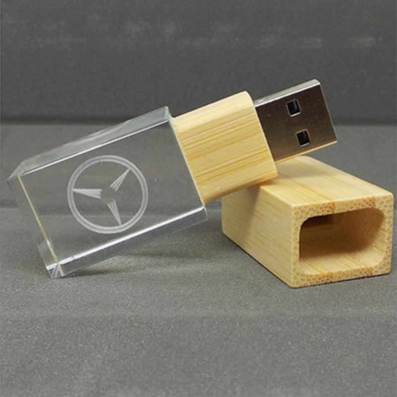 Factory Promotional Custom LOGO Glass Rose Gold transparent usb flash drive usb stick transparent without led light