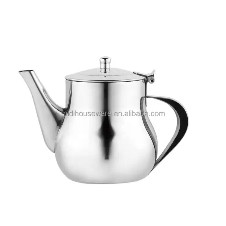 Morocco Arabic Small Stainless Steel Oil Pot Heat Resistance Handle Coffee Pot Metal Induction Teapot for One