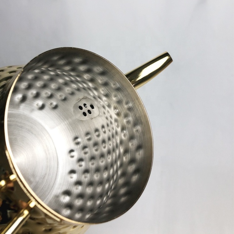 2 Layer Tea Kettle Gold Hammered Stainless Steel Tea Milk Coffee Pot Induction Turkish 2 in 1 Teapot