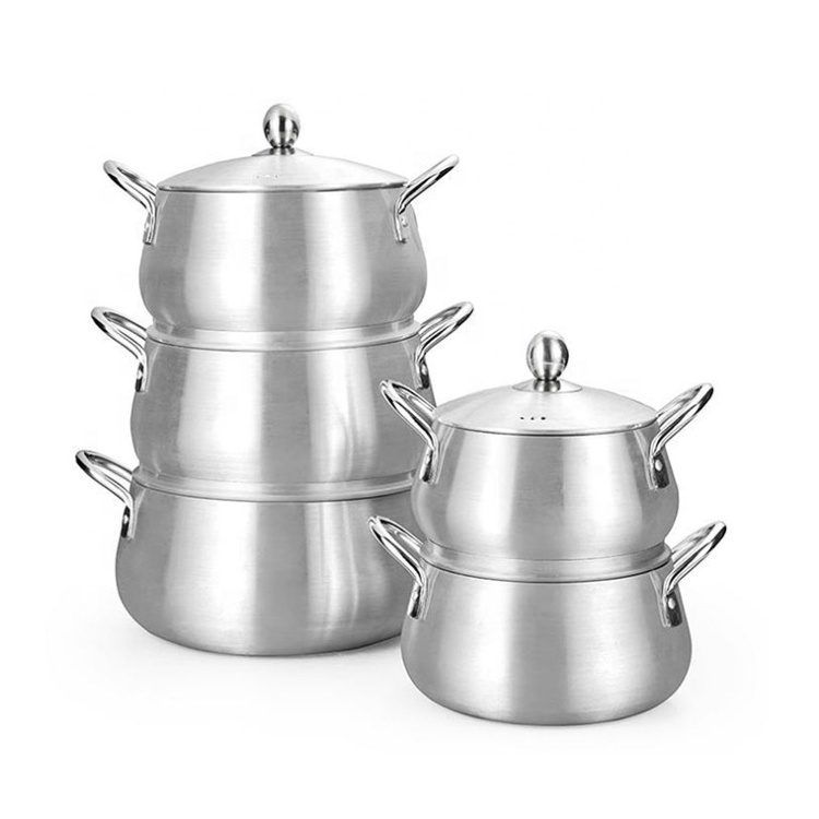 10 pieces Aluminum Cookware Set Africa Cooking Pots Brushed Stainless Steel Large Stew Pot