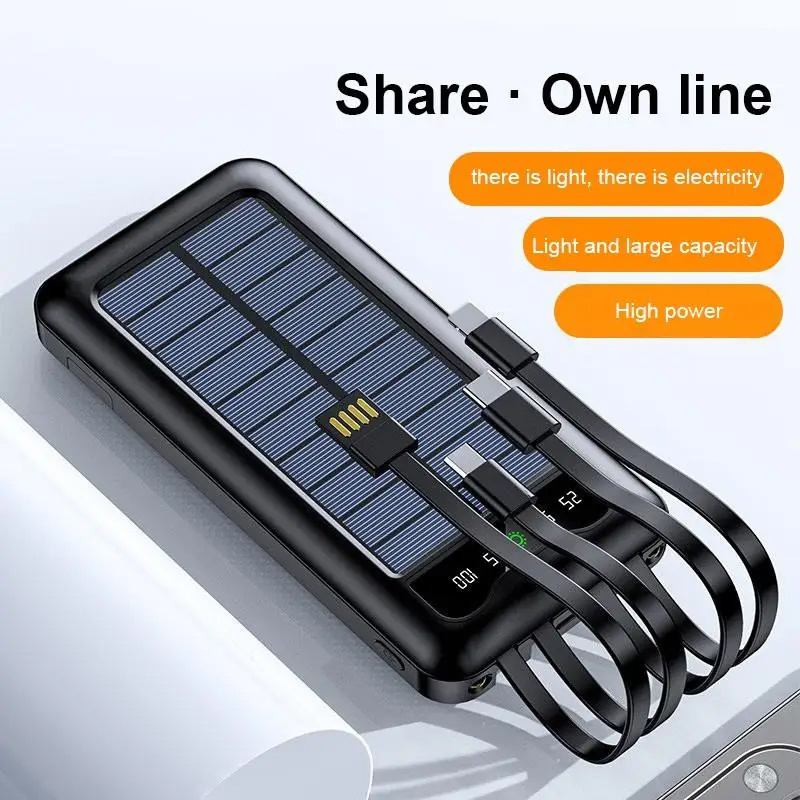 Thin Waterproof Portable Solar Powerbank 20000mAh Charger Power Bank 10000mAh Flash Light Solar Power Banks Charger With Stand