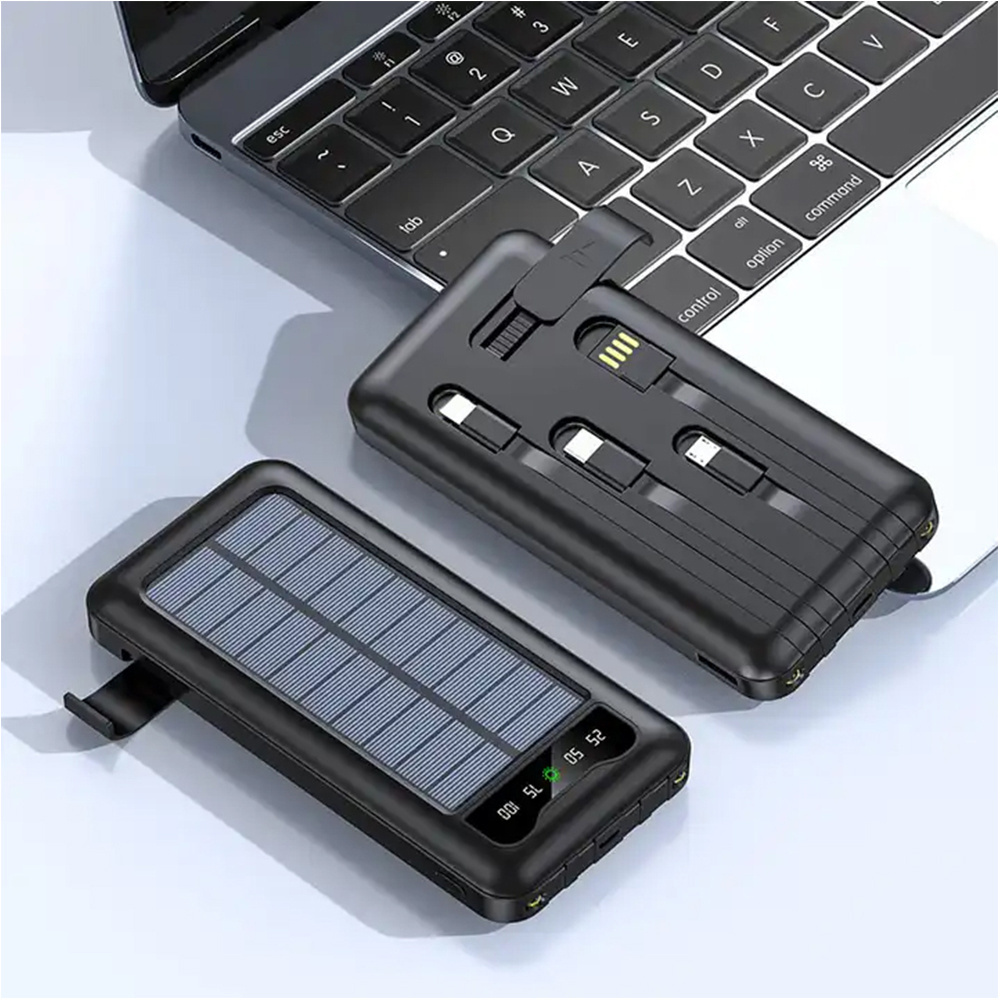 Thin Waterproof Portable Solar Powerbank 20000mAh Charger Power Bank 10000mAh Flash Light Solar Power Banks Charger With Stand