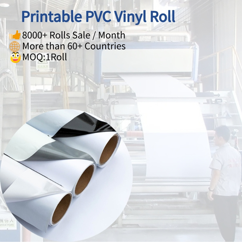 wholesale printing pvc self adhesive vinyl 120g 140g white glossy matte eco solvent printable self adhesive vinyl roll