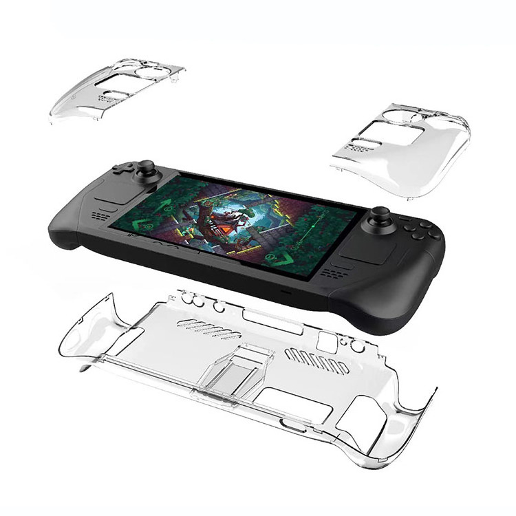 Transparent Crystal Hard Shell Case Protector Cover with Kickstand Stand for Steam Deck Console Essential Game Accessory