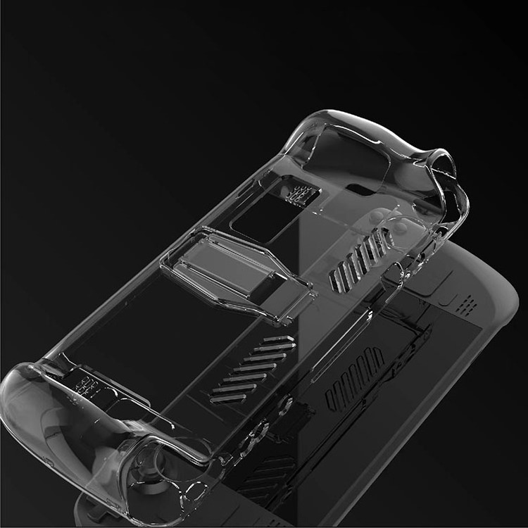 Transparent Crystal Hard Shell Case Protector Cover with Kickstand Stand for Steam Deck Console Essential Game Accessory