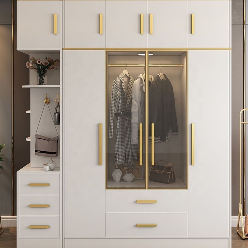 Bedroom Use Closet Swing Door Space Saving Customized Modular Wardrobes Modern Chinese Durable Combination Golden