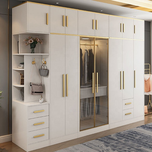 Bedroom Use Closet Swing Door Space Saving Customized Modular Wardrobes Modern Chinese Durable Combination Golden