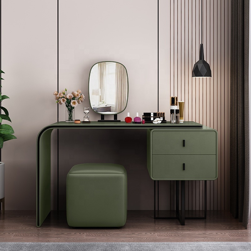 MIDOSO Modern Style Furniture  makeup Dresser set one set Design Metal Feet Bedroom Dressing Table with LED Mirror