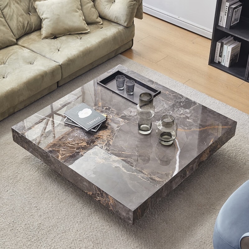 MIDOSO Italian light luxury modern design living room home furniture Marble square coffee table