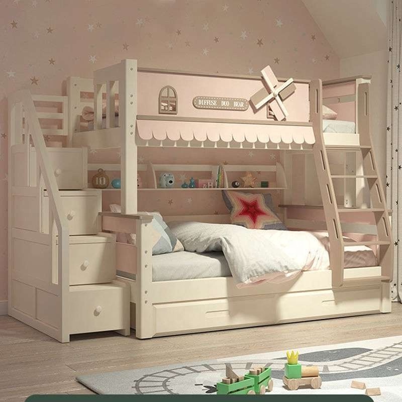 Newury Modern Bedroom Furniture Children Bed Wood Storage Bunk Bed Carton Box Bedroom Sets Small Bed for Kids Solid for Girls