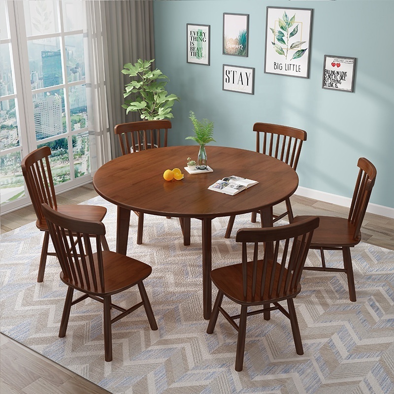 Customization Furniture Solid Wood Round Dining Table Modern Dining Table and Chairs