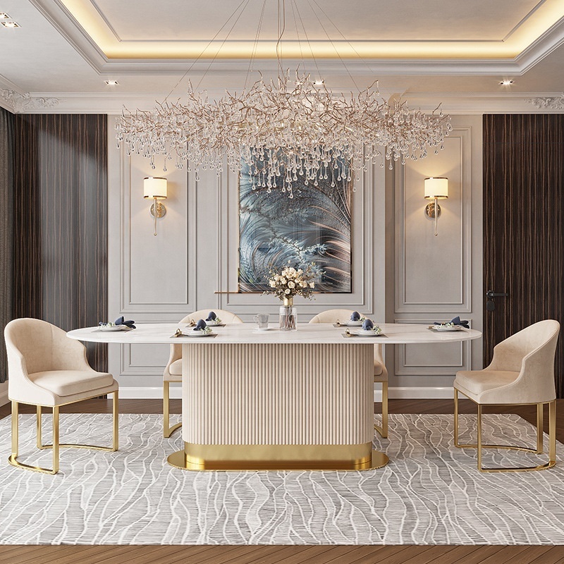 Luxury Dining Room Furniture Dining Tables, Dining Room Sets Modern Home Furniture 6/8/10 Dining Chairs, Marble Hot Sale New