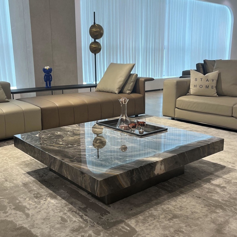 MIDOSO Italian light luxury modern design living room home furniture Marble square coffee table