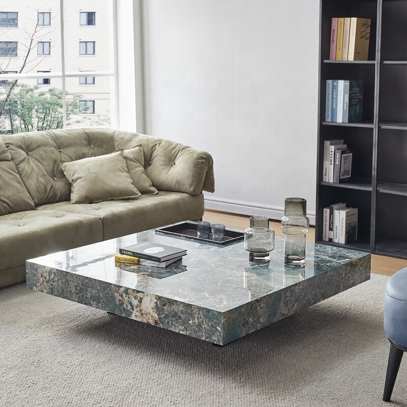 MIDOSO Italian light luxury modern design living room home furniture Marble square coffee table