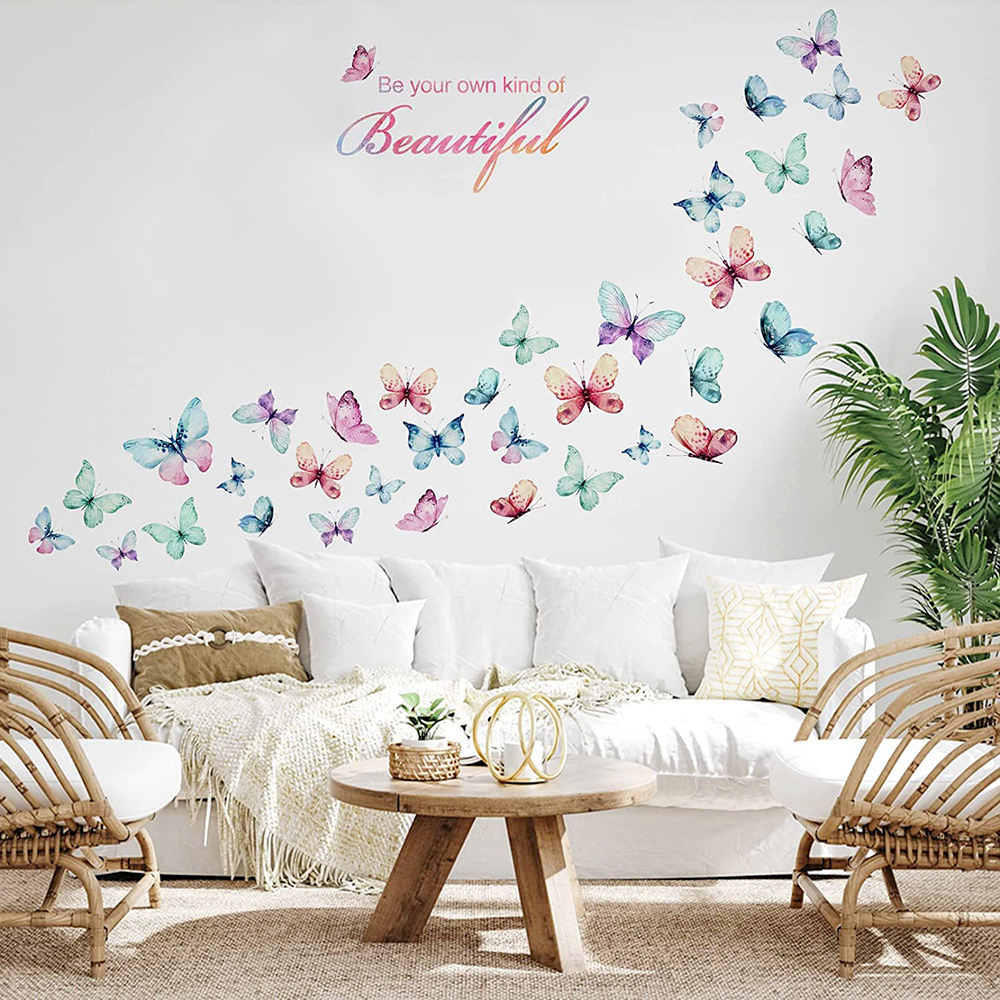 Self adhesive removable vinyl bedroom living room butterfly kids home decor wall decal stickers