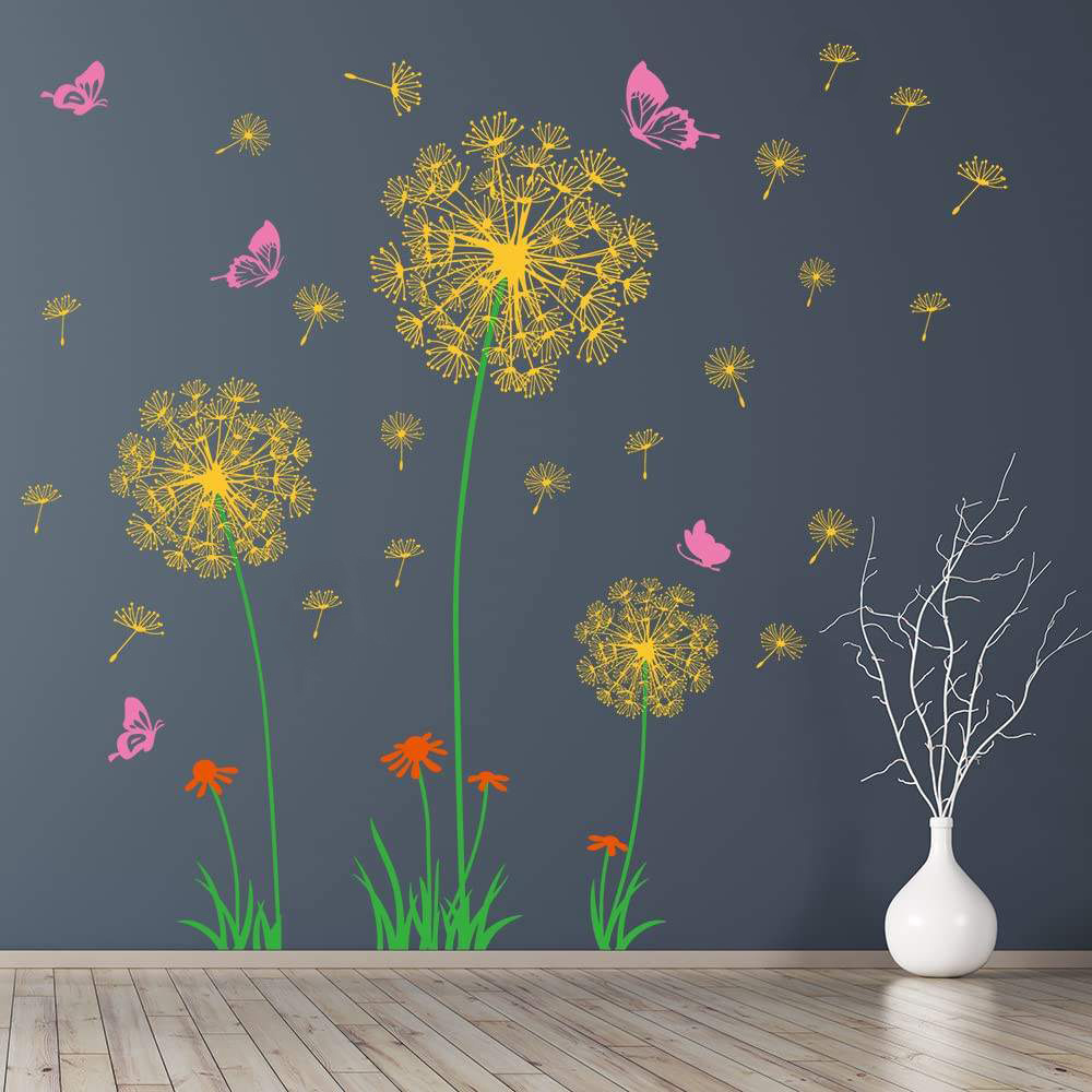 Small Size Blue White Dandelion Wall Sticker Living Room Sofa Bedroom Background Decoration Sticker